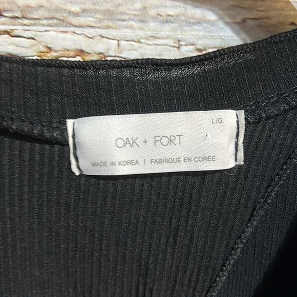 Oak + Fort black tie up black short sleeve top size large - Picture 6 of 6